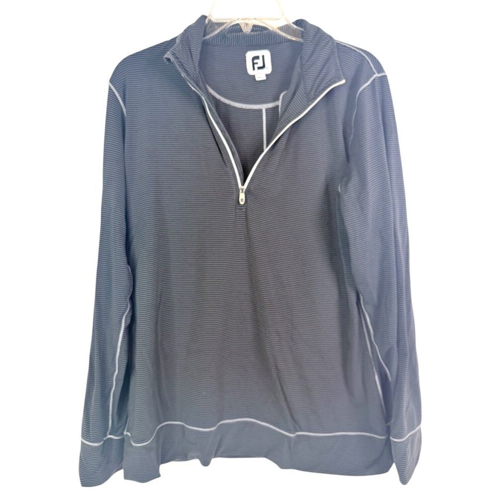 FootJoy 1/4 Zip Men's Large Golf Pullover Jacket Stretch Athletic Logo Gray‎